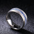 Men's 8mm Brushed Titanium Steel Blue Sapphire CZ Comfort-Fit Wedding Band